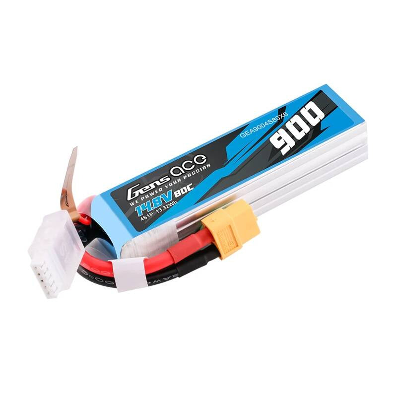 Lipo Gens Ace 900 mAh 14,8 V 80C 4S1P-Akku mit XT60-Anschluss