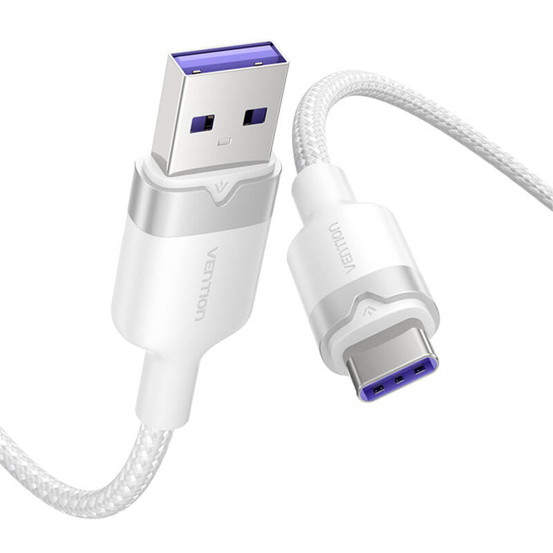 USB 2.0 A to USB-C 6A Vention CTOWH 2M cable (white) - Product Image 2