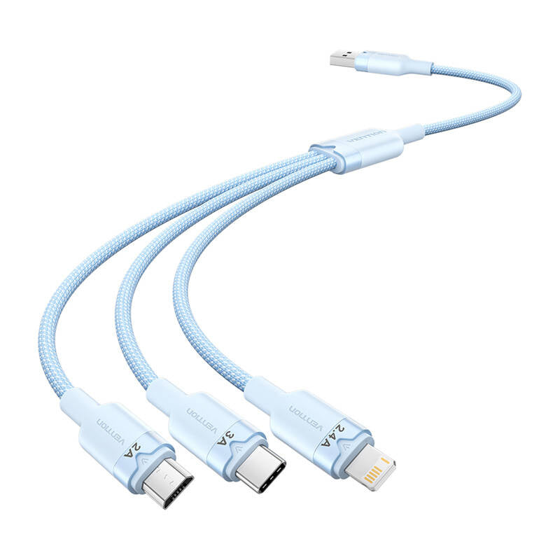 USB 2.0 A to 3in1 3A cable Vention CTPLG 1.5M (blue) - Product Image 1
