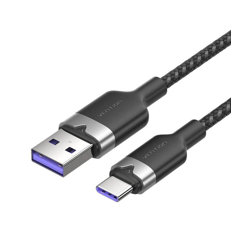 USB 2.0 A to USB-C 6A Vention CTOBH 2M cable (black) - Product Image 1