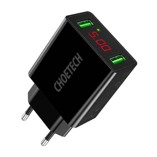 C0028 2*USB-A network charger with display (black) - Product Image 2