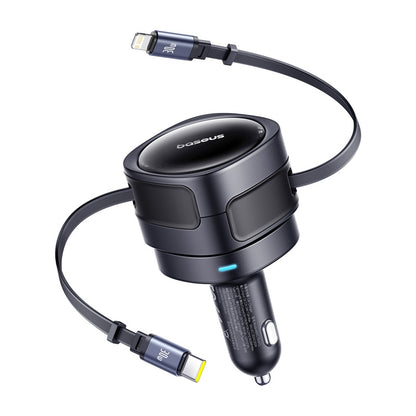 Baseus Enjoyment Max car charger with USB-C+Lightning cables 60W Black - Product Image 1