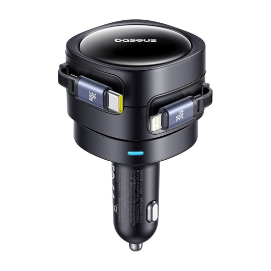 Baseus Enjoyment Max car charger with USB-C+Lightning cables 60W Black - Product Image 2