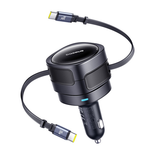 Baseus Enjoyment Max car charger with USB-C+USB-C cables 60W Black - Product Image 1