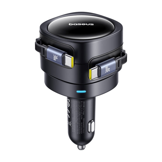 Baseus Enjoyment Max car charger with USB-C+USB-C cables 60W Black - Product Image 2