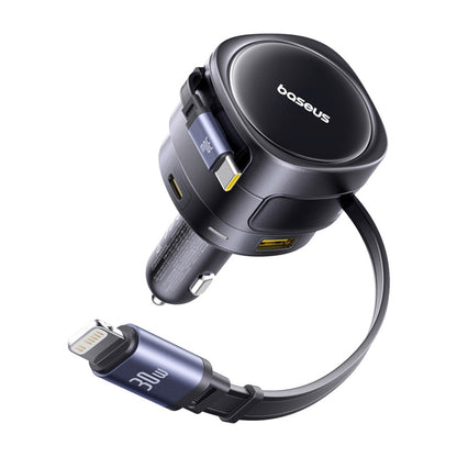 Baseus Enjoyment Max car charger with USB-C+Lightning cables and USB-A+USB-C ports 90W Black - Product Image 2