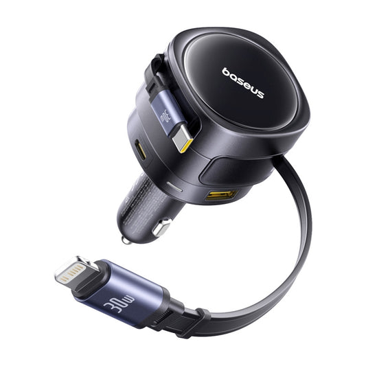 Baseus Enjoyment Max car charger with USB-C+Lightning cables and USB-A+USB-C ports 90W Black - Product Image 2