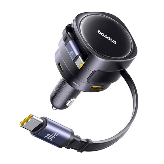 Baseus Enjoyment Max car charger with USB-C+USB-C cables and USB-A+USB-C ports 90W Black - Product Image 2
