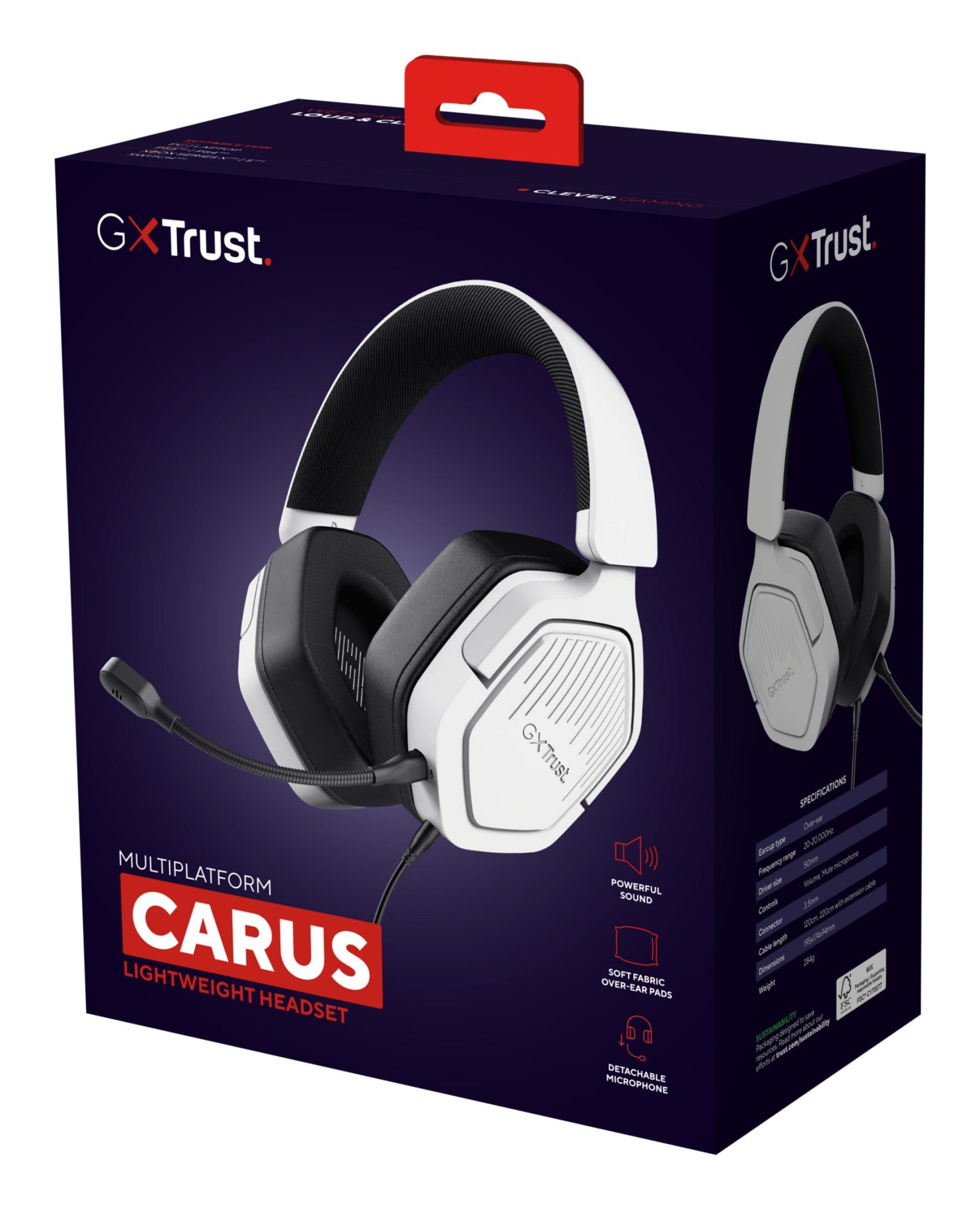 HEADSET GXT492W CARUS/WHITE 25448 TRUST