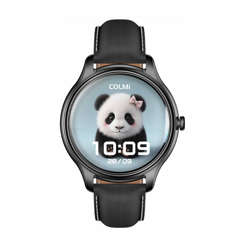 COLMI L28 Smart Watch (black silicone + black leather strap) - Image 4