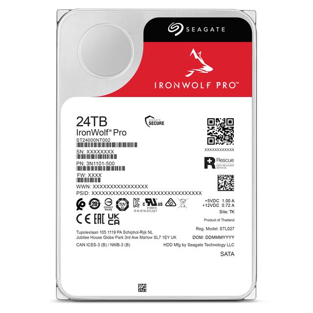HDD SEAGATE IronWolf Pro 24TB SATA 512 MB 7200 rpm Discs/Heads 10/20 3,5" ST24000NT002