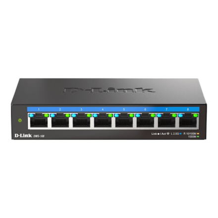 D-Link | DMS-108/E | 8-Port 2.5G Multi-Gigabit Desktop Switch | Desktop | Unmanaged