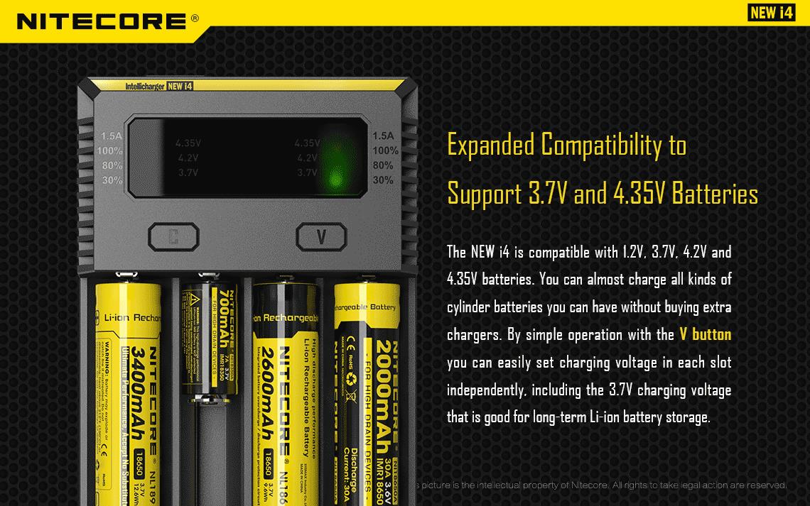 BATTERY CHARGER 4-SLOT/INTELLICHARGER NEW I4 NITECORE