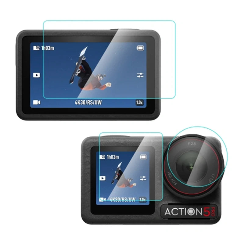 Puluz Tempered Glass for DJI Osmo Action 5 Pro (Clear) - Image 1