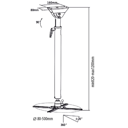Sunne | Ceiling mount | Projector Mounts PRO300XL2 | Adjustable Length, Tilt, Swivel, Rotate | Maximum weight (capacity)