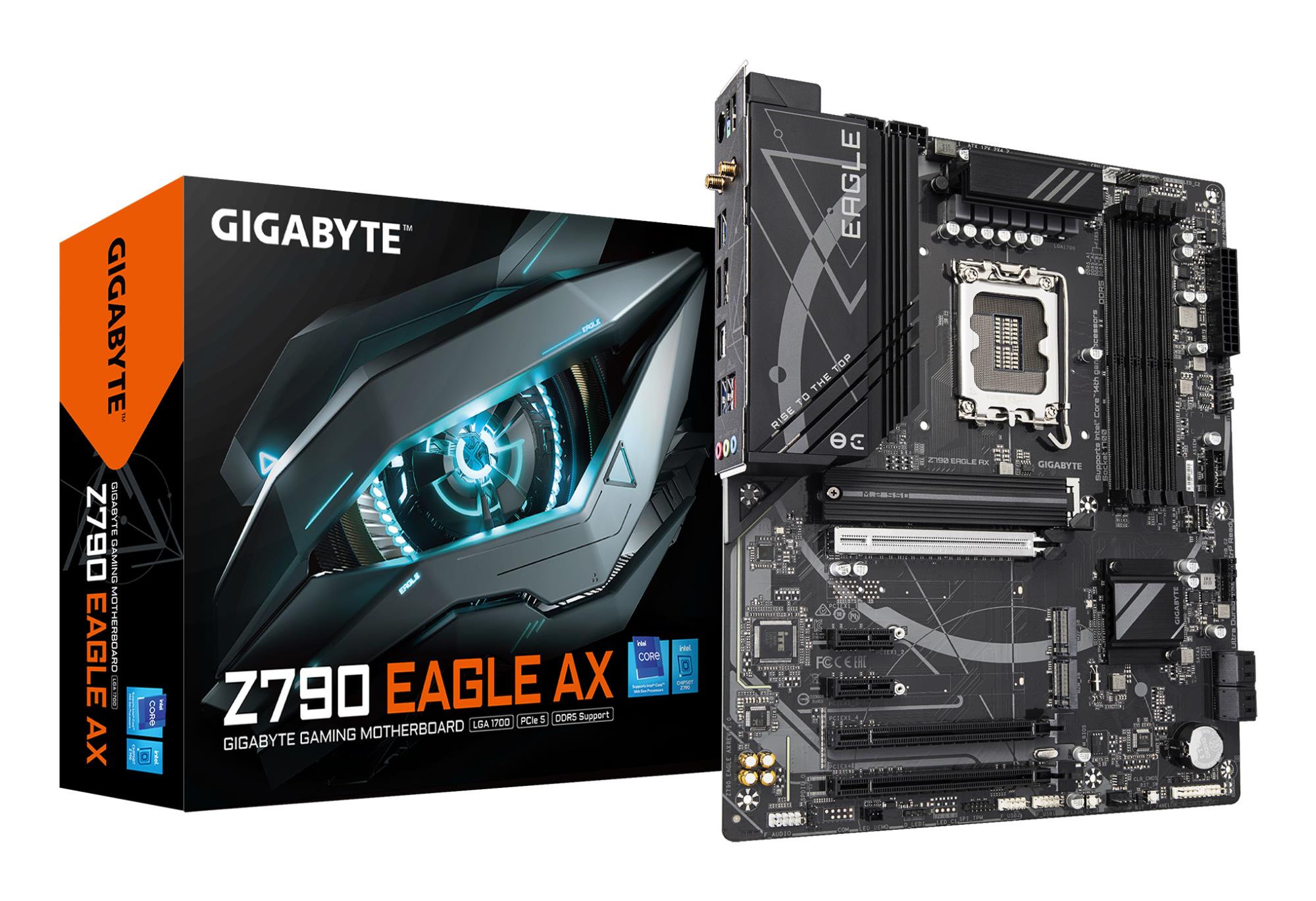 Mainboard GIGABYTE Intel Z790 Express LGA 1700 ATX RAM DDR5-SDRAM 4xSlots Wi-Fi Yes Bluetooth Yes 3xNumber of M.2 (M) slots Z790EAGLEAX1.2