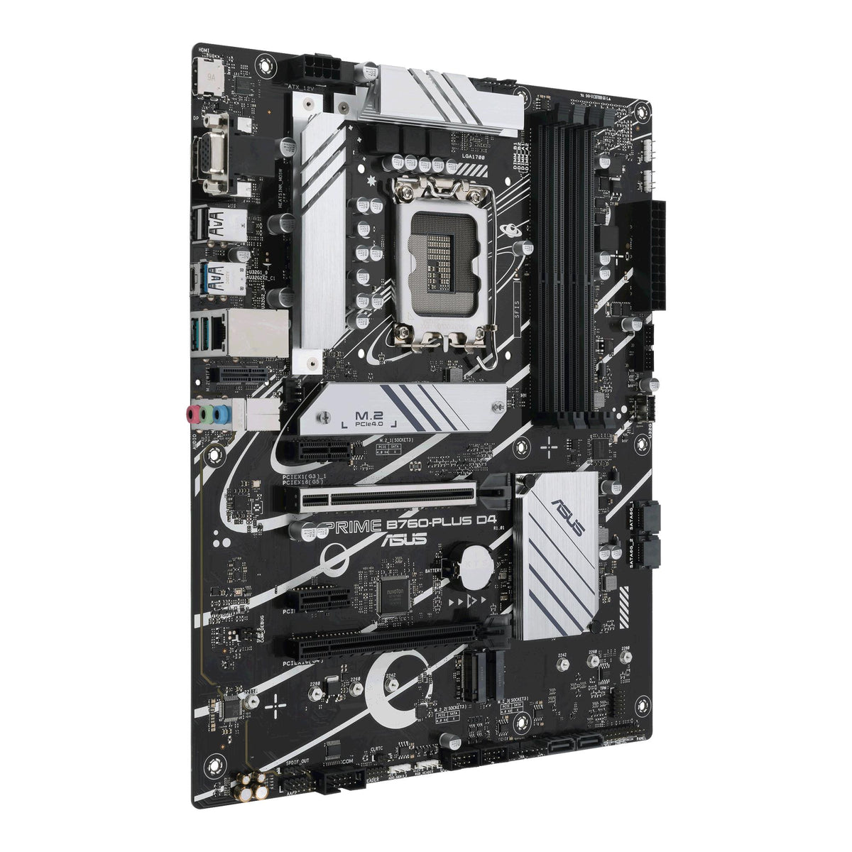 Mainboard ASUS Intel B760 Express LGA1700 ATX Memory DDR4 Memory slots 4 2xPCI-Express 3.0 1x 1xPCI-Express 4.0 16x 1xPCI-Express 5.0 16x 3xM.2 1x15pin D-sub 1xHDMI 1xDisplayPort 2xUSB 2.0 3xUSB 3.2 1xUSB-C 1xRJ45 3xAudio port PRIMEB760-PLUSD4