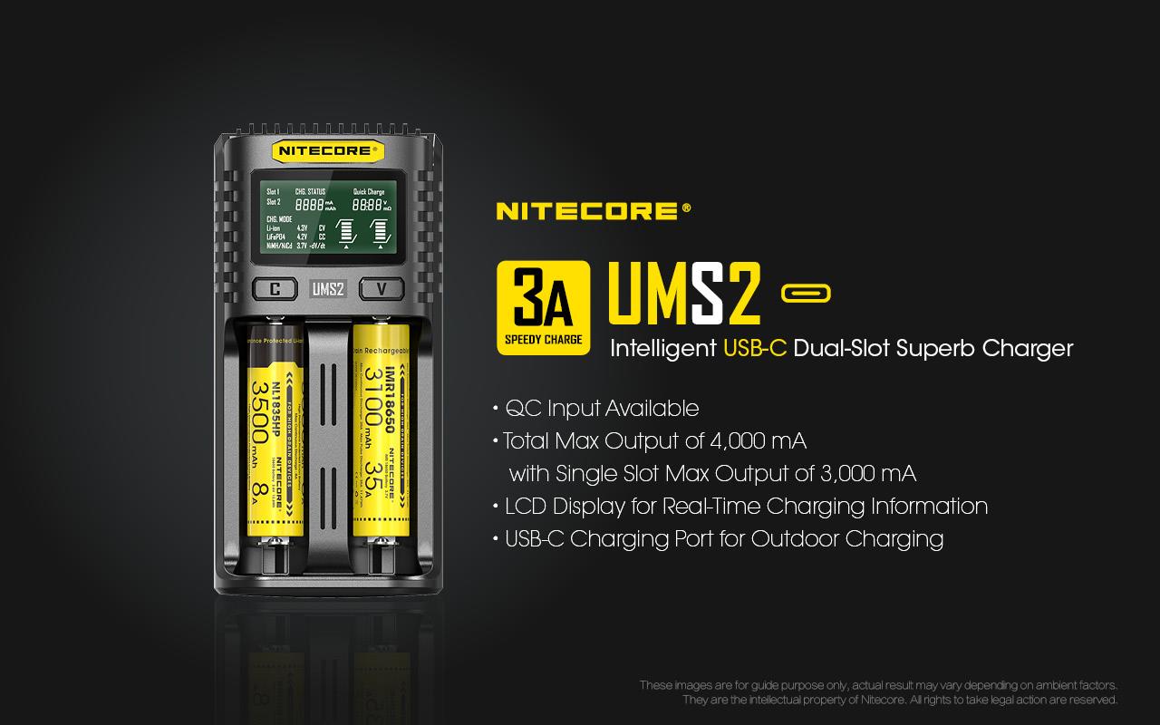 BATTERY CHARGER 2-SLOT/UMS2 NITECORE