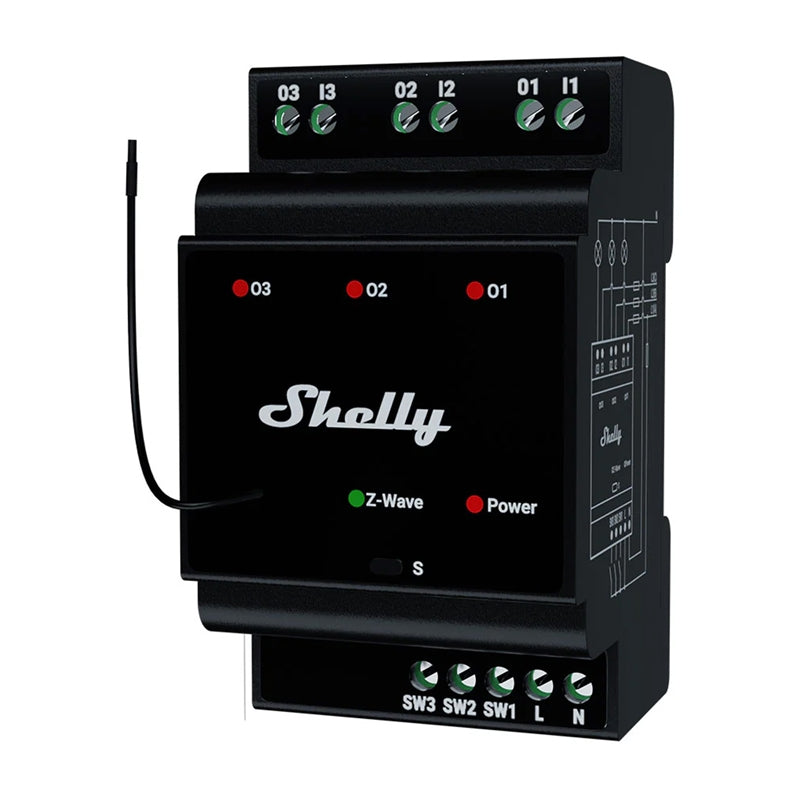 Shelly Qubino Wave Pro 3 Z-Wave 3 channel DIN rail relay - Image 1