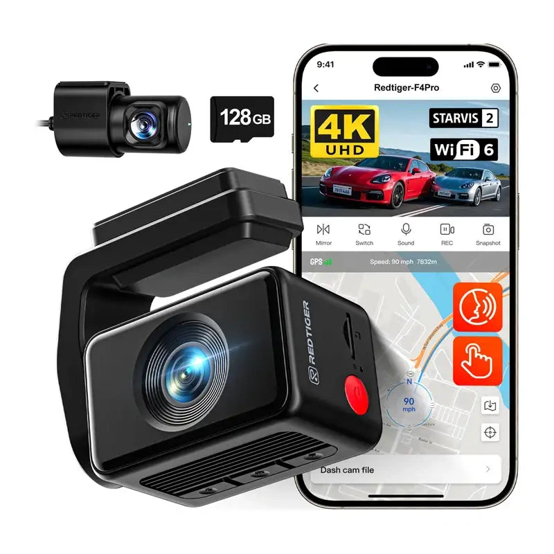 REDTIGER F4 Pro WiFi 4K + 1080p 128GB Dash Cam - Image 3
