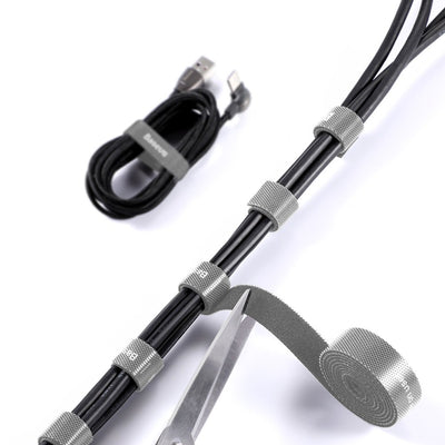 Baseus Rainbow Circle hook and loop Straps - Velcro tape Velcro cable organizer 3m gray (ACMGT-F0G)