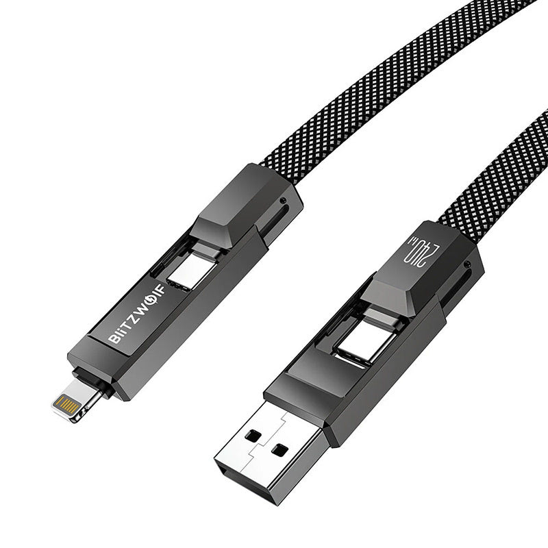 Blitzwolf BW-HDC7 4-in-1 USB+C+Lightning cable 240W 1.2m (black) - Product Image 3