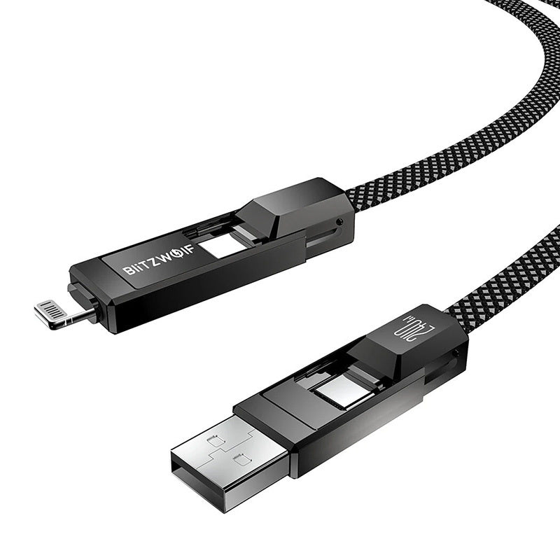 Blitzwolf BW-HDC7 4-in-1 USB+C+Lightning cable 240W 1.2m (black) - Product Image 5