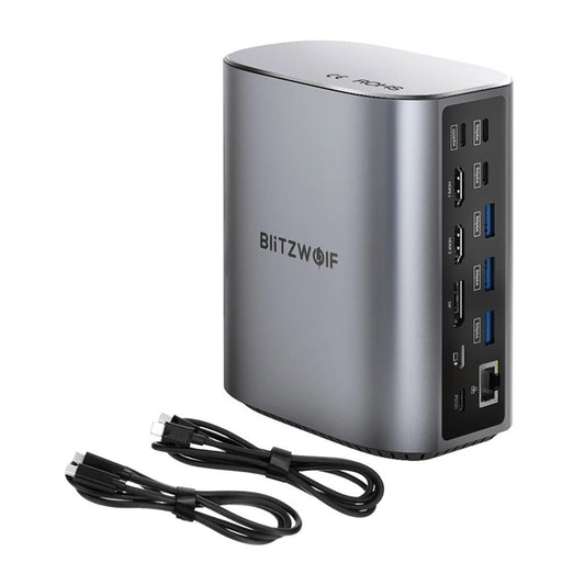 Blitzwolf BW-TH15 17in1 Docking Station 2xHD+DP+4xC+3xUSB 3.0+USB 3.1+C 3.2+C PD+RJ45+micro SD+SD+3.5mm Audio - Product Image 2