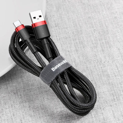 Baseus Cafule Cable durable nylon cable USB / USB-C QC3.0 2A 3M black-red (CATKLF-U91)