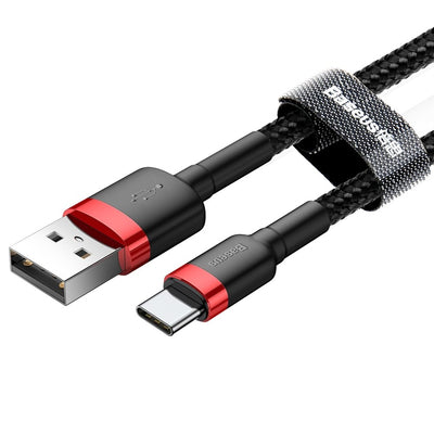 Baseus Cafule Cable durable nylon cable USB / USB-C QC3.0 2A 3M black-red (CATKLF-U91)