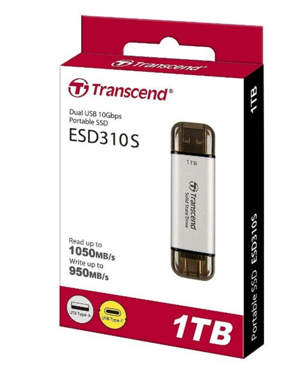 External SSD TRANSCEND ESD310 1TB USB-C USB 3D NAND Write speed 950 MBytes/sec Read speed 1050 MBytes/sec TS1TESD310S
