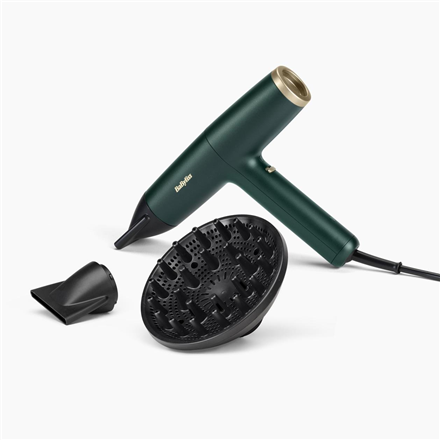 BABYLISS | Hair dryer | D6555DE | 1700 W | Number of temperature settings 3 | Ionic function | Diffuser nozzle | Green