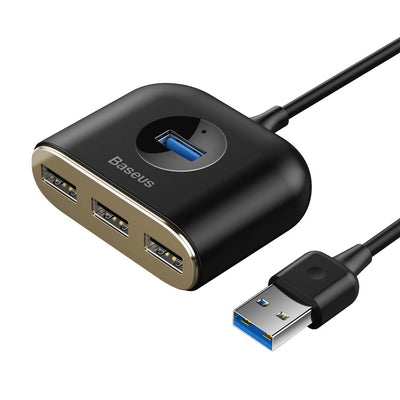 HUB Baseus Square USB-A to 1x USB-A 3.2 Gen 1 / 3x USB 2.0 with 1m cable - black
