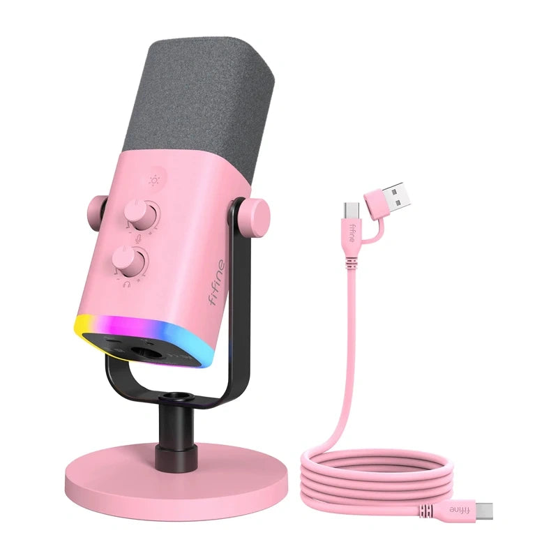 Fifine AM8 Gaming Microphone (Pink) - Image 1