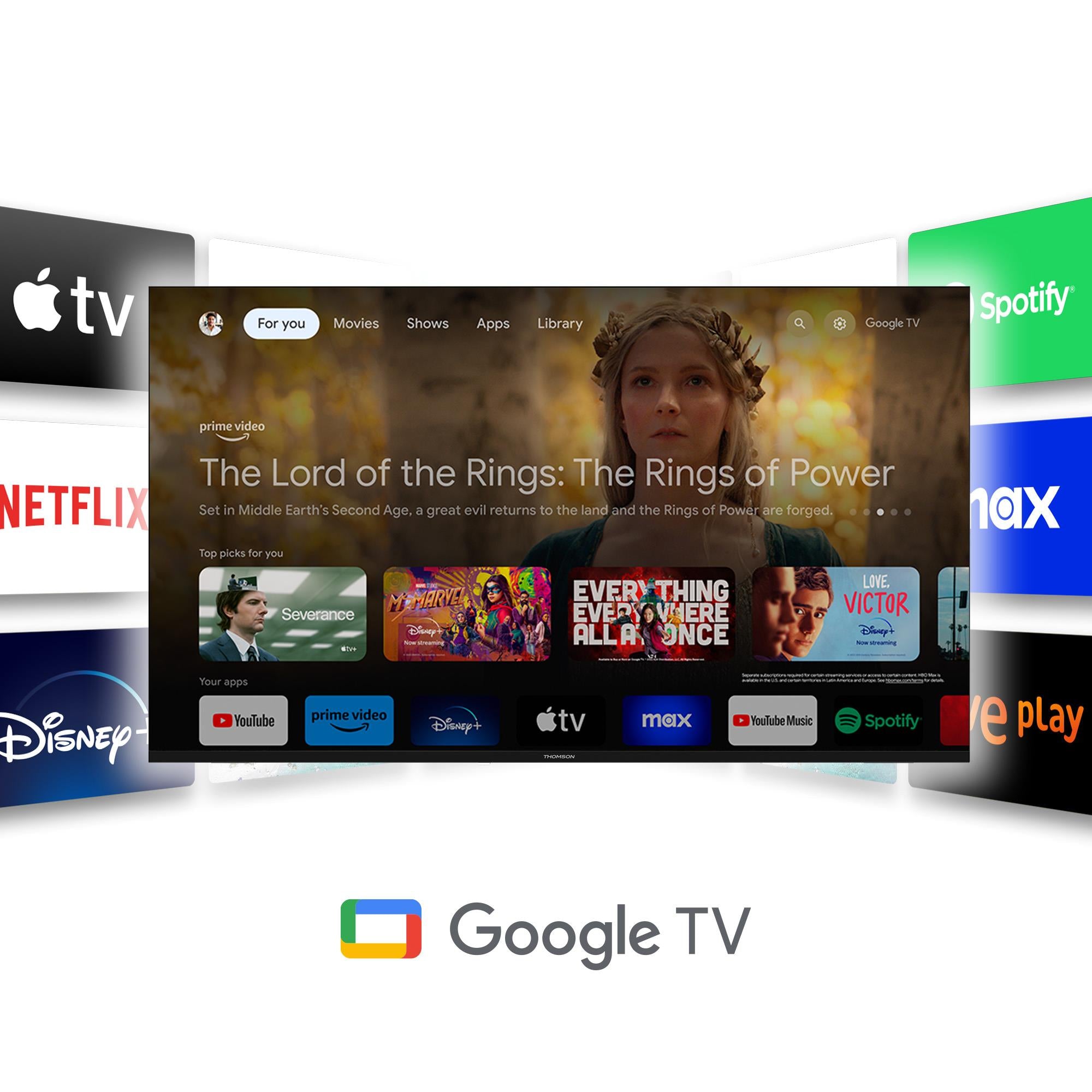 TV Set THOMSON 55" 4K/Smart QLED 3840x2160 Google TV Black 55UG4S14
