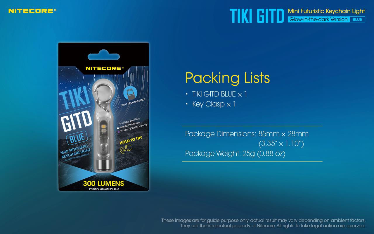 FLASHLIGHT T SERIES 300 LUMENS/TIKI GITD BLUE NITECORE