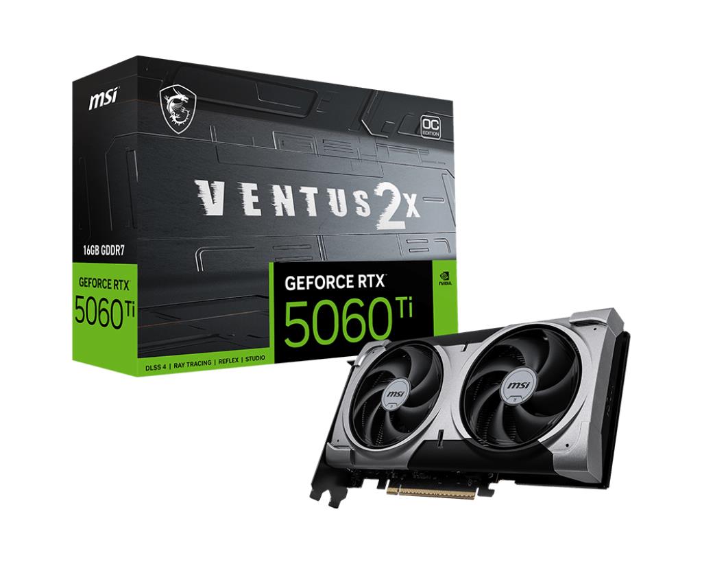 Graphics Card MSI NVIDIA GeForce RTX 5060 Ti 16 GB GDDR7 128 bit PCIE 5.0 16x Dual Slot Fansink 5060TI16GVENTUS2XOCPLUS