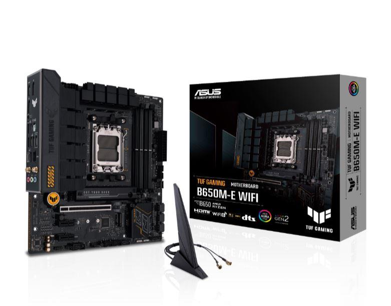 Mainboard ASUS AMD B650 SAM5 Micro-ATX Memory DDR5 Memory slots 4 2xPCI-Express 4.0 1x 1xPCI-Express 4.0 16x 2xM.2 1xHDMI 2xDisplayPort 4xUSB 2.0 2xUSB 3.2 2xUSB-C 1xRJ45 3xAudio port TUFGAMINGB650M-EWIFI