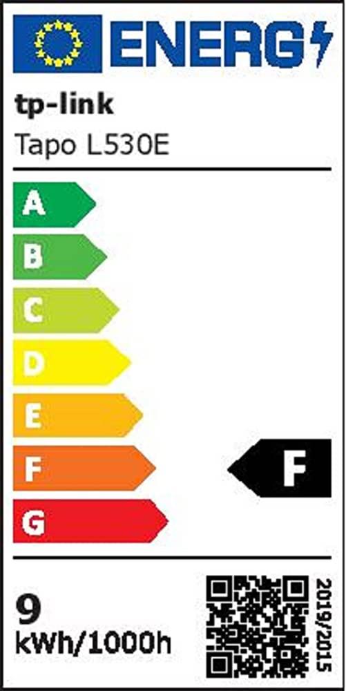 Smart Light Bulb TP-LINK Power consumption 8.7 Watts Luminous flux 806 Lumen 6500 K Beam angle 220 degrees TAPOL530E
