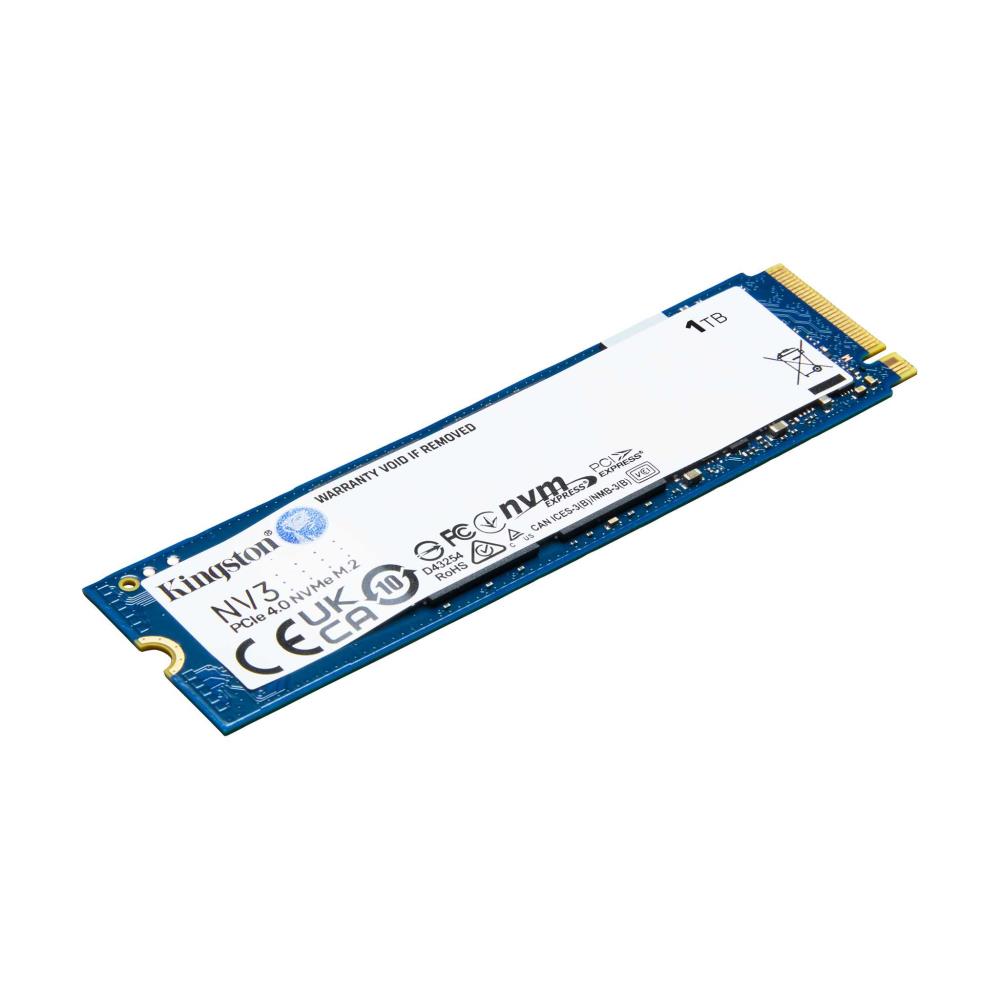 SSD KINGSTON NV3 1TB M.2 PCIE NVMe 3D NAND Write speed 4000 MBytes/sec Read speed 6000 MBytes/sec TBW 320 TB MTBF 200000 hours SNV3S/1000G