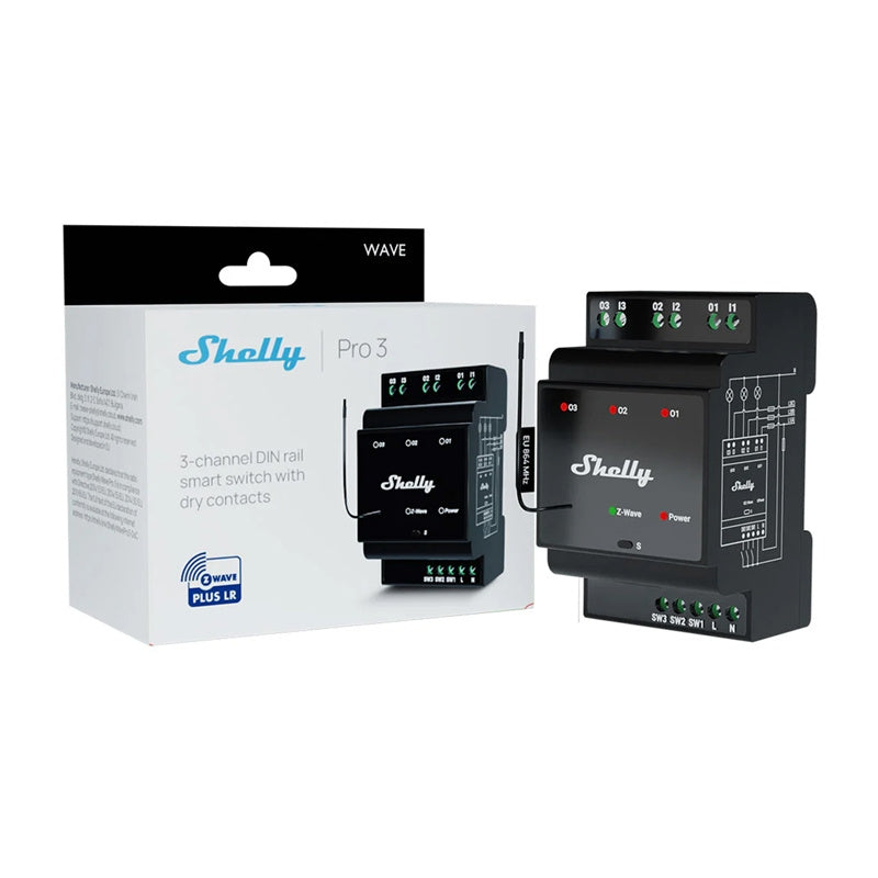 Shelly Qubino Wave Pro 3 Z-Wave 3 channel DIN rail relay - Product Image 3