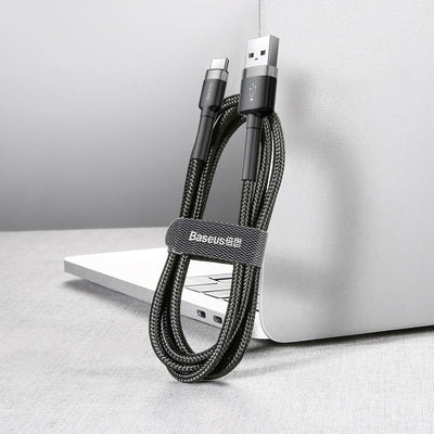 Baseus Cafule Cable Durable Nylon Cable USB / USB-C QC3.0 2A 2M Black-Grey (CATKLF-CG1)