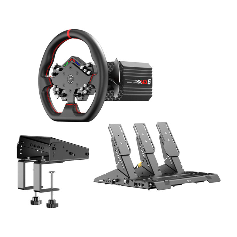 PXN VD6 Bundle DP gaming set - VD6 base + WDS R2 steering wheel + pedals + Z9 clamp - Product Image 1