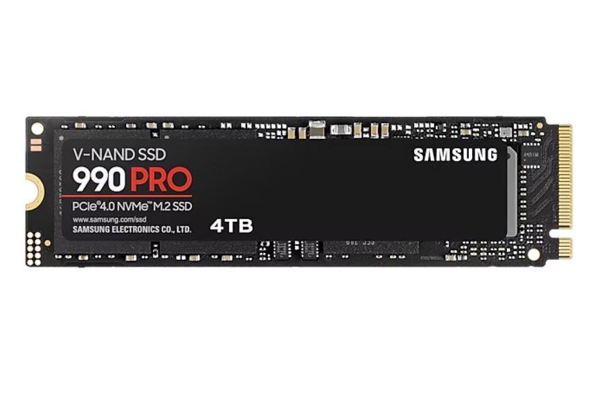 SSD SAMSUNG 990 PRO 4TB M.2 PCIe Gen4 NVMe TLC Write speed 6900 MBytes/sec Read speed 7450 MBytes/sec 2.3mm TBW 2400 TB MTBF 1500000 hours MZ-V9P4T0BW
