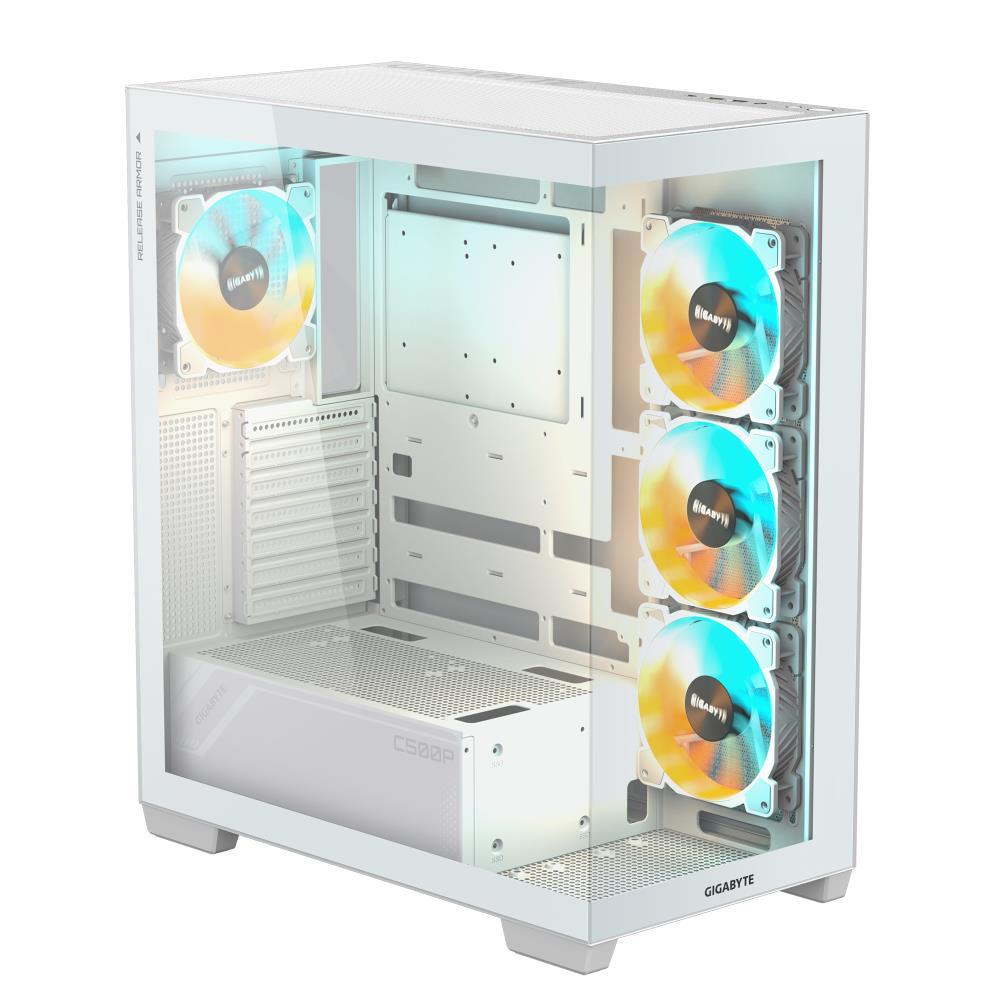 Case GIGABYTE MidiTower Case product features Transparent panel ATX MicroATX MiniITX Colour White GB-C500PIST