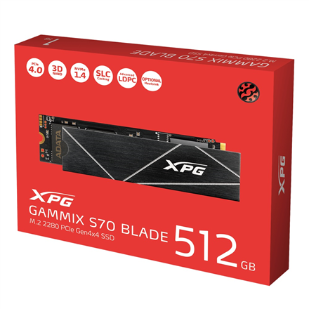 ADATA | XPG Gammix S70 BLADE | 512 GB | SSD form factor M.2 2280 | Solid-state drive interface  PCIe Gen4x4 | Read speed