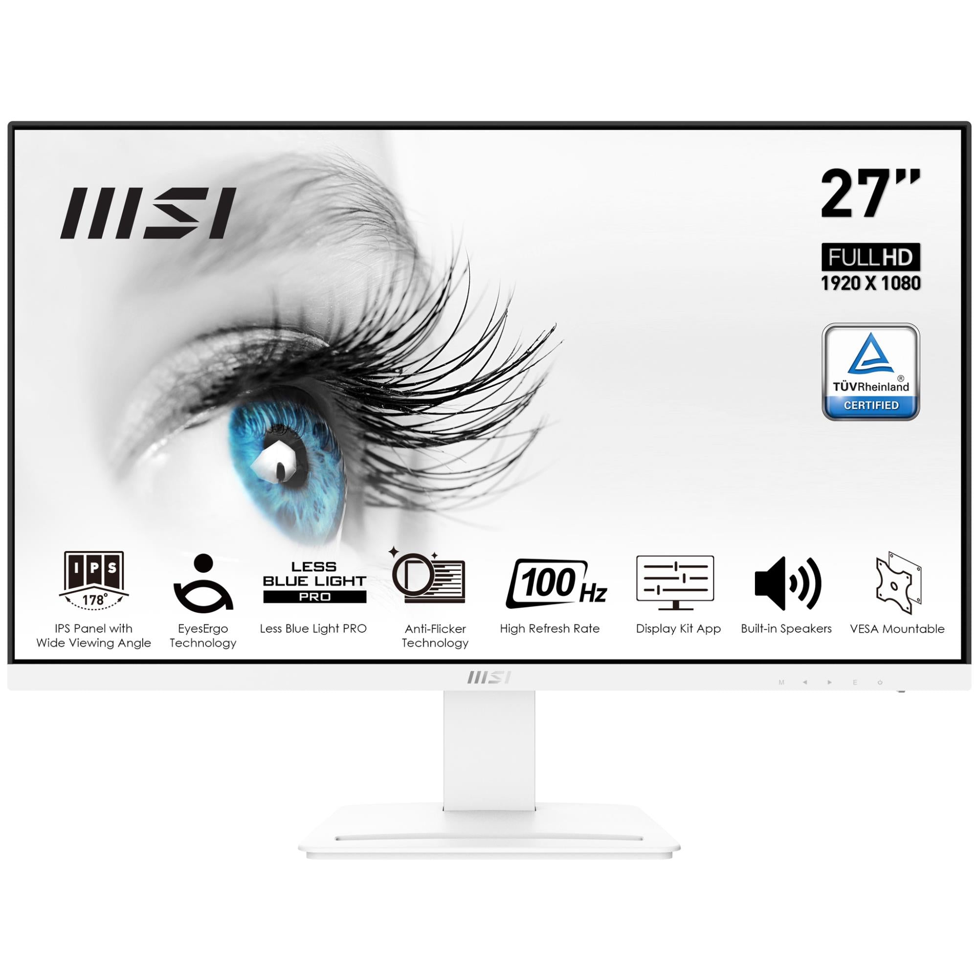 LCD Monitor MSI PRO MP273AW 27" Business Panel IPS 1920x1080 16:9 100Hz Matte 4 ms Speakers Tilt Colour White PROMP273AW