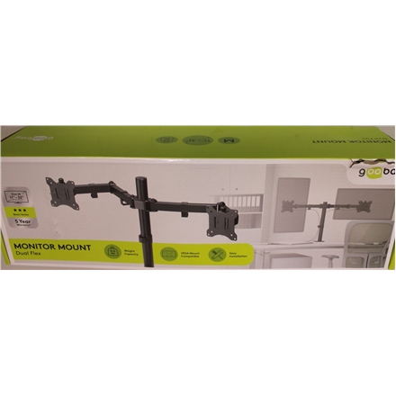 SALE OUT. Goobay Dual Monitor Mount Flex, Black | Goobay Dual Monitor Mount Flex | Swivel, Tilt, Rotation | 17-32 " | Ma