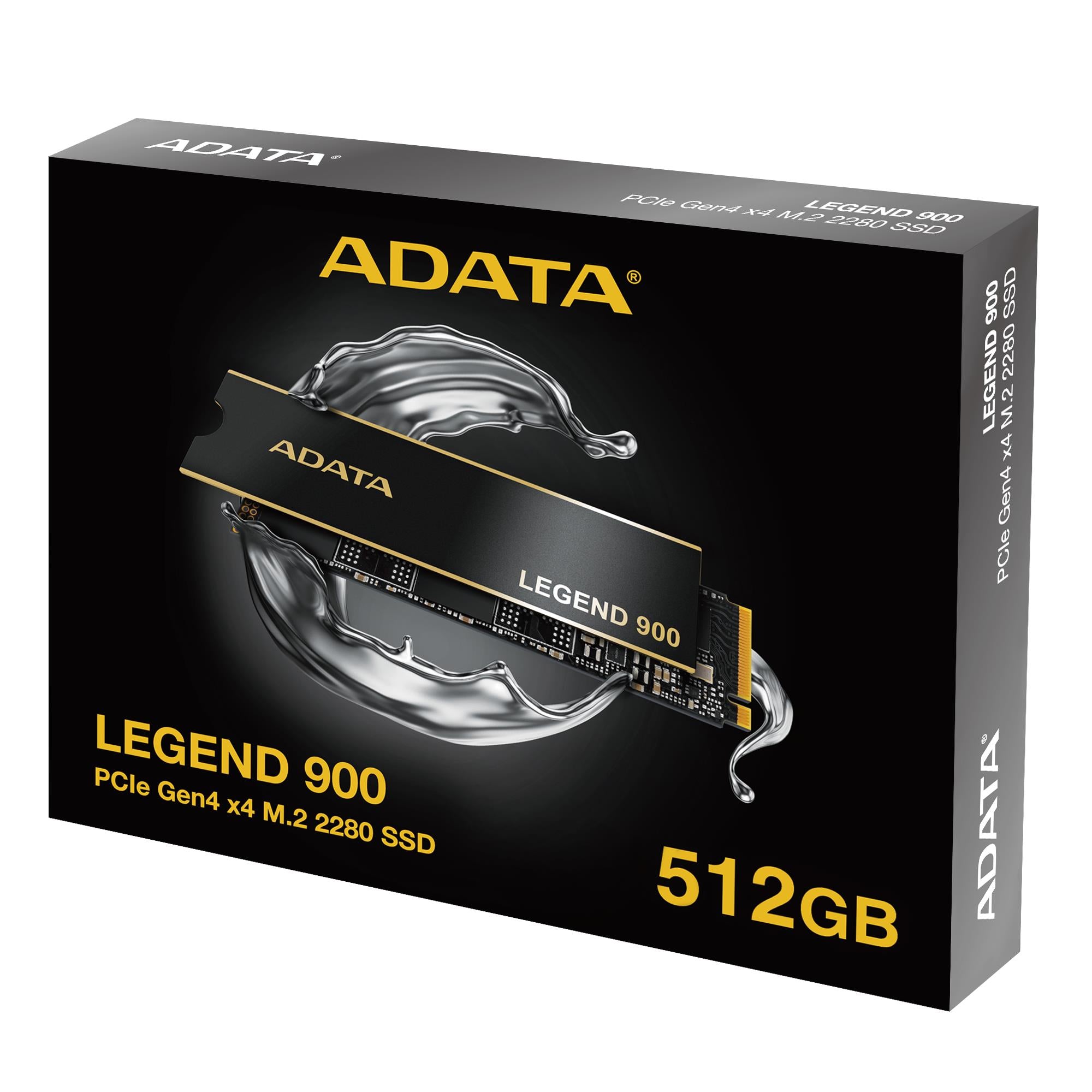 SSD ADATA LEGEND 900 512GB M.2 NVMe 3D NAND Write speed 5400 MBytes/sec Read speed 7000 MBytes/sec TBW 1200 TB MTBF 1500000 hours SLEG-900-512GCS