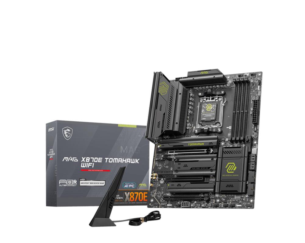 Mainboard MSI AMD X870E SAM5 ATX Memory DDR5 Memory slots 4 3xPCI-Express 16x 4xM.2 1xAudio-In 1xAudio-Out 4xUSB 2.0 2xUSB 3.2 3xUSB-C 1xRJ45 MAGX870ETOMAHAWKWIFI